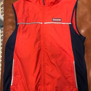 Vineyard Vines Red and Navy Fleece Vest